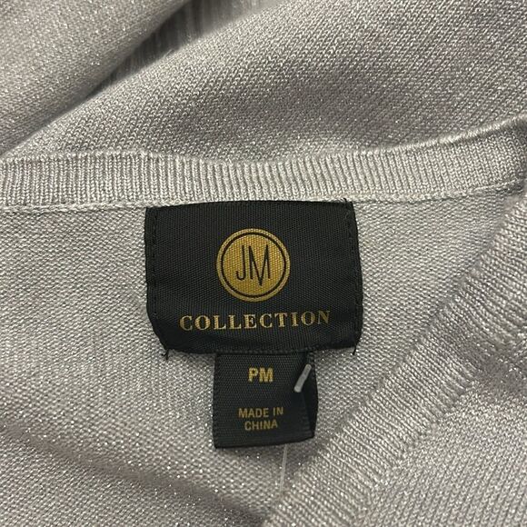 JM Collection silver sparkly long sleeve crewneck sweater Size MP New - Picture 7 of 9